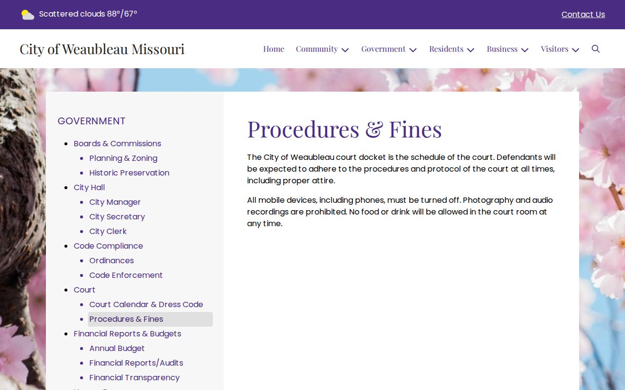 Weaubleau court procedure and fines page
