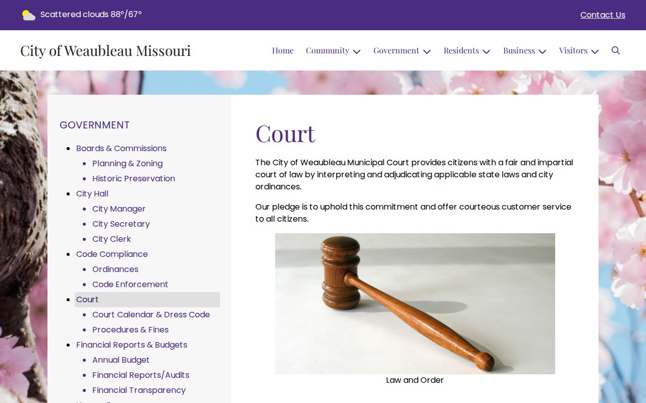 Official Weaubleau municipal court role page