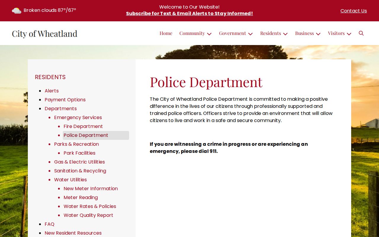 Official Wheatland Police Department description