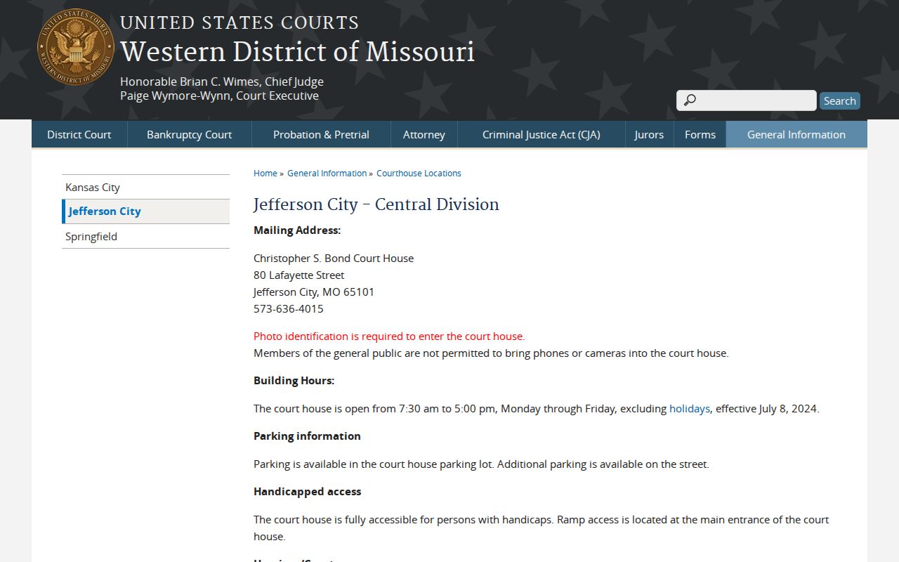 Western District of Missouri federal courthouse information